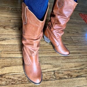 Steve Madden Genuine Leather Tan Brown Slouchy Boots Size 8